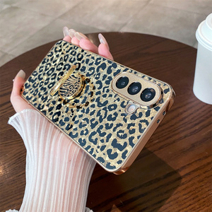 Funda Protectora de Lujo para Teléfono Móvil con Estampado de Leopardo y Baño de Oro, para Samsung Galaxy A57 A56 A55 A54, con Anillo de Agarre y Soporte - Product Image 3