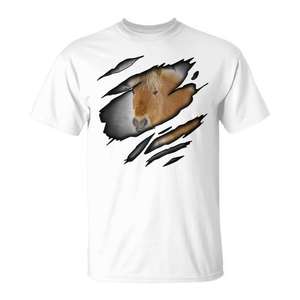 Camiseta con estampado de caballo de Noruega con efecto desgastado para amantes de los caballos, unisex, de manga corta, cuello redondo, digital - Product Image 1