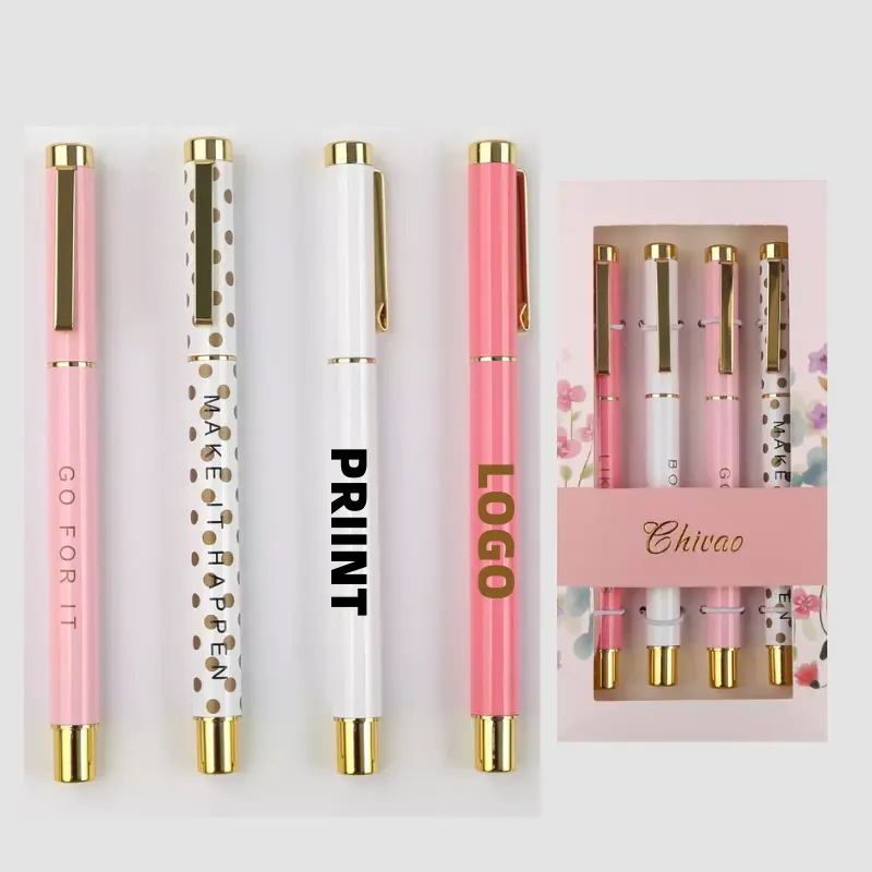 TTX OEM Kawaii Advertising Promotional Stylo Gift Pattern Printed Logo Luxury Metal Custom Christmas Ballpoint Pen With Box