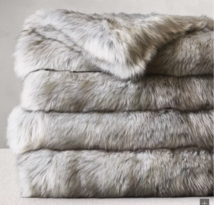 Luxury Top Quality custom faux raccoon fur <strong>throw</strong> blanket for home decoration <strong>sofa</strong> - Product Image 1