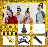 Kit de Fournitures pour Fête du Nouvel An 2027 : Chapeau de Fête, Bandeau, Pistolet à Confettis, Pistolet à Bruit, Ballon Gonflable, Cadre Photo et Accessoires Photo