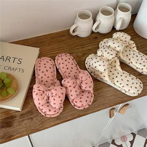 Moda all'ingrosso scarpe di lino carino Bowknot <span class=keywords><strong>casa</strong></span> interna donna donna scivoli <span class=keywords><strong>bambina</strong></span> pantofole morbide - Product Image 1