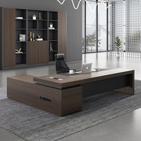 Ensemble Bureau de Direction Moderne et Chaise Grand Style Plateau pour Manager de Bureau Table d'Ordinateur de Bureau Blanche