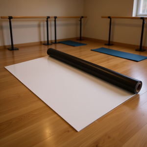 Rollo de Piso de Baile de Vinilo PVC de 0.06 Pulgadas de Grosor, 6.6x23 Pies, Reversible, Negro y Blanco, Antideslizante, Protector para Ballet - Product Image 2