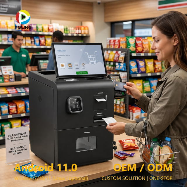 Convenience Store Self Service Pay Kiosk with Bills and Coins Acceptor Machine Cashier System Terminal Cash Machine for Shop
