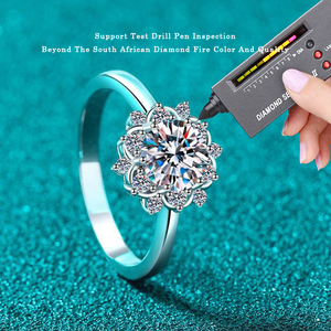 Bague de fiançailles <span class=keywords><strong>en</strong></span> argent sterling 925 AZ1137-J avec moissanite de 1 carat, bijoux fins, promesse de tournesol, <span class=keywords><strong>solitaire</strong></span> pour femmes - Product Image 3