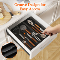 Organisateur de tiroir à ustensiles plateau de cuisson extensible pour tiroir de cuisine 3 compartiments porte-couverts réglable