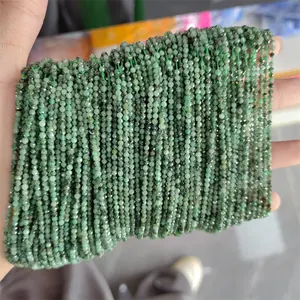 Mooie Natuurlijke Smaragd 2 Mm Micro Gesneden Kralen, Fijne Smaragd Schaduwrijke Rondelle Edelsteen Kralen Maken