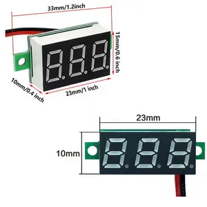 Voltmeter Digital LED Display Mini 2/3 Kabel Tegangan Meter Ammeter Akurasi Tinggi Merah/Hijau/Biru DC 0V-30V 0.36"