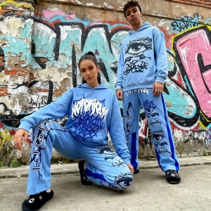 2026 New Custom American Unisex Sweatsuit Streetwear Breathable Embroidered Graphic Print 500g <b>Oversized</b> Hoodie <b>Jogger</b> - Product Image 1