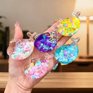 Acryl olie gevulde vloeibare zandfles dolfijn walvis sleutelhanger lichtgevende sneeuwvlok drijfles prachtige kinderrugzak auto - Product Image 4