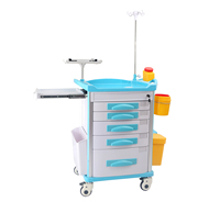 Chariot d'urgence multifonctionnel moderne pour hôpital, en ABS et aluminium, avec plateau cardiaque, chariot portable à 5 tiroirs, 750x480x920mm
