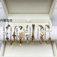 Gelang Kawat Baja Anti Karat Berlapis Emas 18K Model Simpul dengan Liontin Salib, Hati, dan Mata Kucing, Perhiasan Fashion Wanita, Grosir OEM ODM