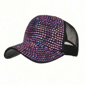 Wholesale Mesh Trucker Hat Crystal <b>Patch</b> Rhinestone Bling Baseball Cap for Women - Product Image 2