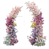 Ensemble de décoration d'arche florale en soie de qualité supérieure - Fond de scène rose pour photographie de mariage, Noël, Nouvel An, salle d'exposition automobile ou événementiel