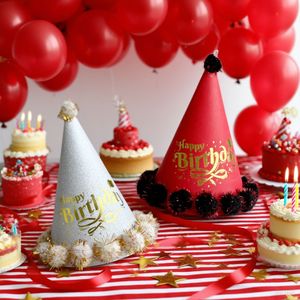 Sombrero de cumpleaños Honey And Sweetness, 19x15cm, acrílico, rojo, blanco, suministros para fiestas para niños y adultos - Product Image 1