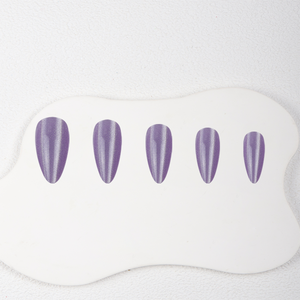Faux ongles à presser violet pailleté, forme amande moyenne, brillants, couvrance totale, réutilisables, pour femmes, usage quotidien, fêtes, beauté et décoration - Product Image 2