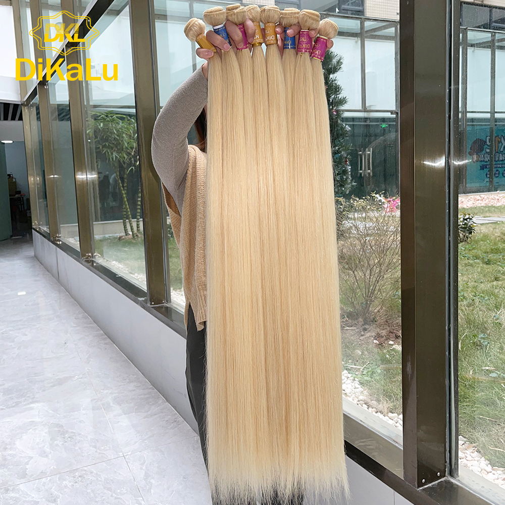 DKL Cheap Russian Blonde 613 Virgin Hair Bundle, 613 Blonde Human Hair Weave Extension, 613 Raw Cuticle Aligned Hair Vendor