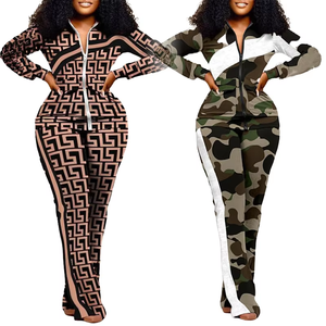 Nouvel Ensemble de Vêtements de Sport Femme d'Automne, Jogging Imprimé à Manches Longues, Blouson Zippé Manteau et Pantalon Slim, Deux Pièces pour Femme - Product Image 1