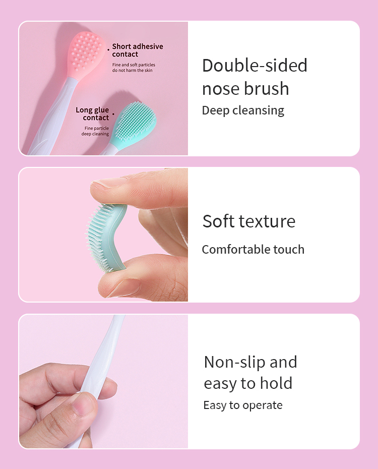 Wholesale Multi Functional Double Side Silicone Facial Clean Remove Blackhead Nose Brush Custom Lip Exfoliate Scrubs Brush C0376