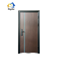 Prix d'usine direct Magellan Revêtement en poudre Portes en acier à transfert de chaleur Porte d'entrée de sécurité de 5cm 7cm d'épaisseur pour l'exportation