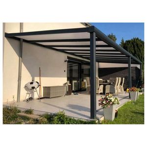 Pergola Bioclimatica in Policarbonato con Tetto in Alluminio e <span class=keywords><strong>Plexiglass</strong></span> per Esterni - Product Image 1