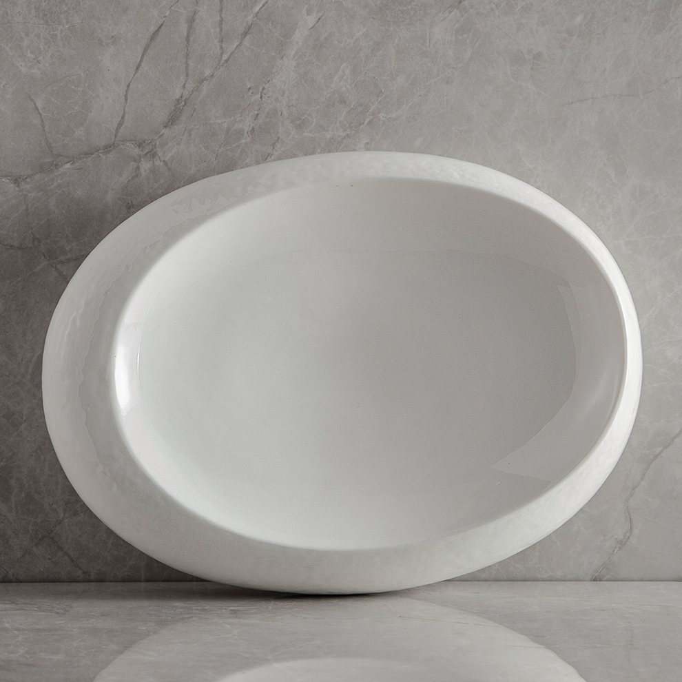 Piatto Da Portata A Forma Di Foglia In Porcellana Bianca 30,5 Cm – Elegante Per Sushi E Antipasti, Lavastoviglie E Microonde