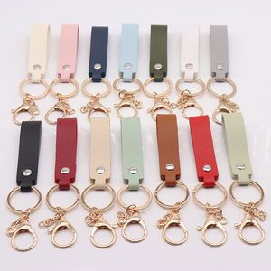 Vente en gros, personnalisable : Porte-clés plat en cuir PU avec dragonne, pour sac et portefeuille - Product Image 1