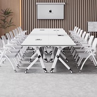 Tables de conférence pliantes en métal, chaises, longues bancs, unités modulaires mobiles, roues, bureaux multifonctionnels, formation