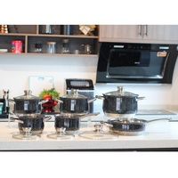 Ensemble de casseroles et poêles 12 pièces, compatible avec toutes les plaques de cuisson, batterie de cuisine antiadhésive à induction