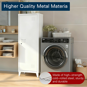 Armario de Almacenamiento Metálico con Cerradura, Puerta y Estantes Extraíbles, Armario <span class=keywords><strong>Estrecho</strong></span> para <span class=keywords><strong>Cocina</strong></span> o Baño - Product Image 6