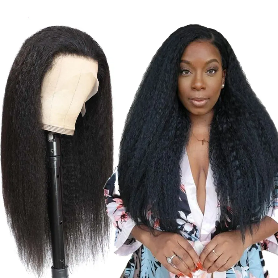 Cheap Kinky Straight Raw Indian Hair HD Lace Front Wig For Black Women Full Lace Human Hair Wig Yaki 360 Lace Frontal Wig Vendor