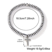 Bracelet Homme Européen Fait Main Style Américain en Acier Inoxydable avec Perles Rondes de 6mm – Mode et Porte-Bonheur – Vente en Gros