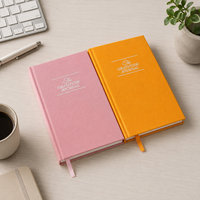 Journal classique gaufré A5, couverture rigide, orange, carnet de gratitude, papier épais 128 g/m², pour le bureau, cadeau