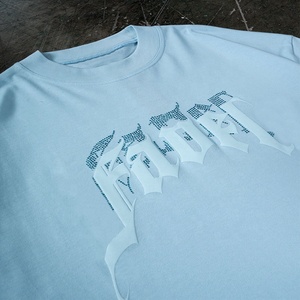 เสื้อยืดคอตตอน 100% สำหรับผู้ชายไซส์พลัส แบบกำหนดเอง น้ำหนัก 280 กรัม ประดับด้วย Rhinestone สำหรับงานพิมพ์ลายนูน ขนาดใหญ่พิเศษ น้ำหนัก 280 กรัม ผู้ผลิตเสื้อยืดแบบกำหนดเอง - Product Image 1