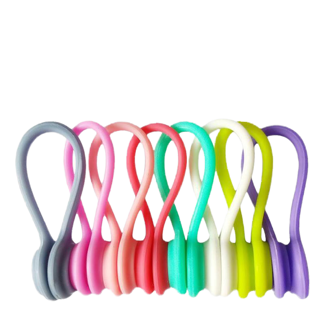 Portable Flexible and Foldable Silicone Magnetic Cable Ties Reusable Wire Organizer for Bundling Items