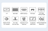 Écran IPS de 7,9 pouces, panneau en verre trempé 400*1280 pixels, interface, fonction tactile en option