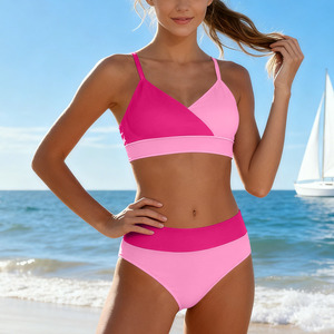 Nouveau maillot de bain bikini deux pièces patchwork pour fille, moulant, ajouré, dos nu, croisé, push-up, pour <span class=keywords><strong>la</strong></span> <span class=keywords><strong>plage</strong></span> - Product Image 2