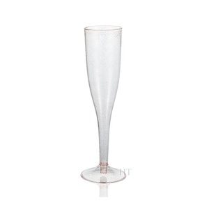 5oz/6oz PS Disposable Flutes Silver Gold Glitter <strong>Wine</strong> <strong>Glass</strong> <strong>Plastic</strong> for Champagne Flutes for Parties/Wedding Biodegradable PP - Product Image 1