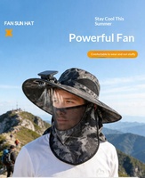 Nouveau chapeau ventilateur solaire en polyester détachable pour la pêche, la randonnée et le camping en extérieur avec protection UV et pare-soleil