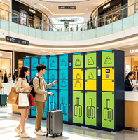 Casier à bagages intelligent en acier Xinju, paiement par carte de crédit, espèces et pièces de monnaie, armoire de rangement en libre-service 24h/24