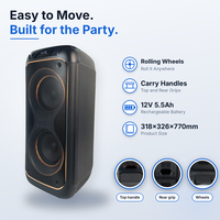 Speaker Portabel Menara Dual Woofer 8 Inch Speaker Pesta Lampu LED RGB dengan Mikrofon Nirkabel