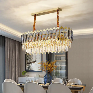 Nouveau design d'éclairage décoratif pour hôtel, lustre de luxe moderne en cristal rond doré K9 de salon - Product Image 2