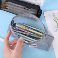 Haute apparence Transparent grande capacité Net stylo sac sans Logo filles primaire papeterie examen étui à crayons