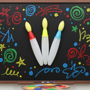 Ensemble de 3 pinceaux éponge pour tout-petits, grands pinceaux ronds en mousse pour le <span class=keywords><strong>dessin</strong></span> artistique précoce des enfants - Product Image 3