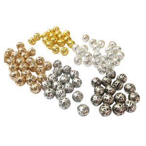 Hollow Floral Ball Round Beads 6mm 10mm 12mm Metal Spacer Beads For DIY Jewelry Making - Product Image 4