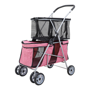 Poussette pour animaux de compagnie pliable à deux étages de haute qualité <span class=keywords><strong>chariot</strong></span> Portable de luxe pour animaux de compagnie pour chiens chats petit sac de <span class=keywords><strong>Transport</strong></span> d'animaux fournitures pour animaux de compagnie - Product Image 6