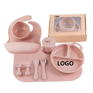 Ensemble de vaisselle pour bébé personnalisable avec logo, sans BPA, assiette à ventouse puissante avec fourchette et cuillère, vente en gros - Product Image 1