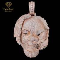 Oferta Especial: Colgante de Lujo de Plata 925 con Moissanita, Estilo HipHop, con Diseño de Rostro 3D, para Hombre, Regalo para Fiestas y Streetwear, Joyería Personalizada