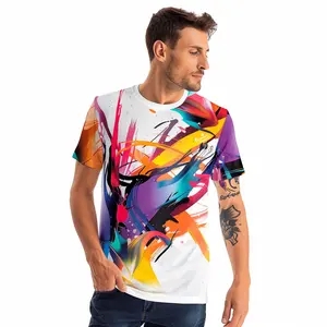 Custom Digital Sublimation Print 100 Polyester Unisex Short Sleeve T Shirts